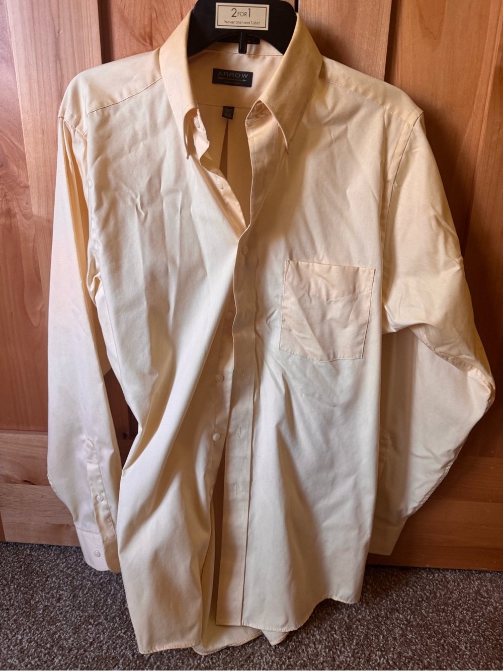 Arrow Men's Long Sleeve Dress Shirt in Pale Yellow